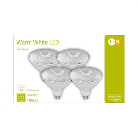 Ge PAR38 E26 Medium LED Floodlight Bulb with 90 watt Equivalence, Warm White, 4PK 3005899